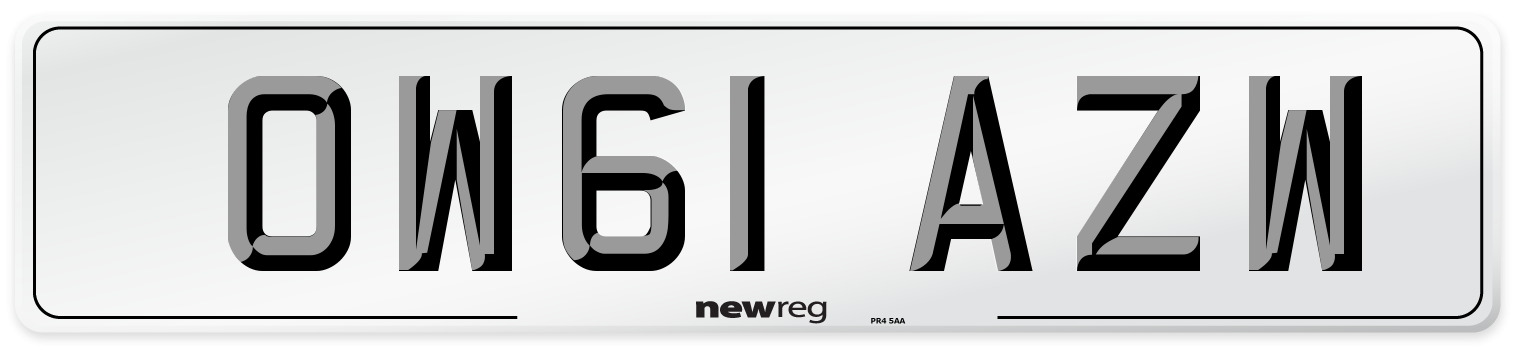 OW61 AZW Number Plate from New Reg